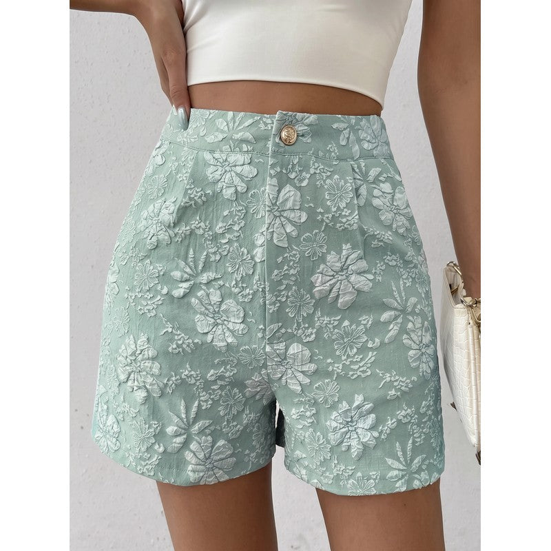 Elise | Hoge taille korte broek met bloemmotief