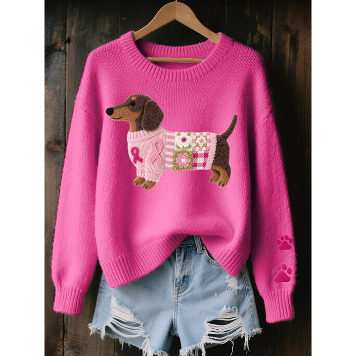 Lotte | Relaxed Trui met Teckelmotief