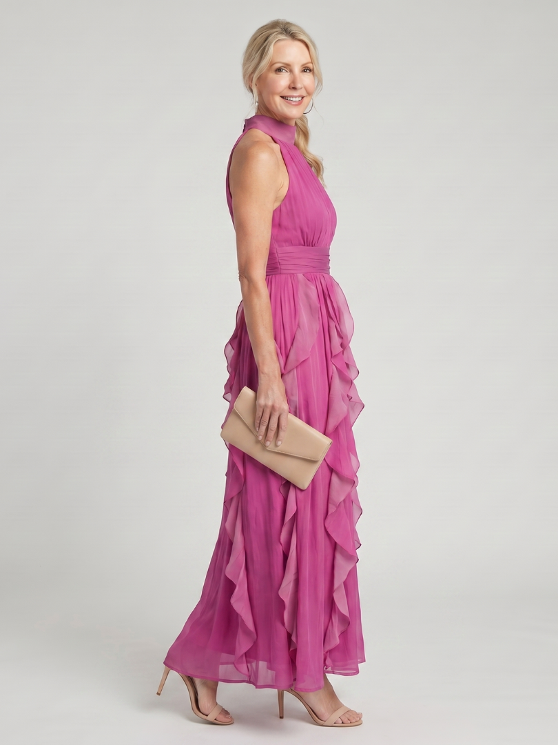 Frouke | Robe longue à volants avec dos nu