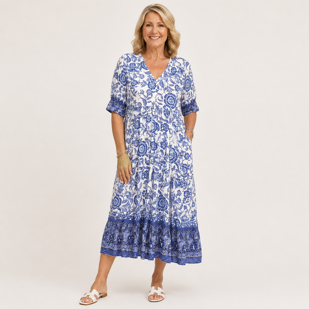 Sien | Robe midi fleurie à col en V