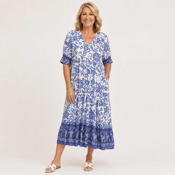 Sien | Robe midi fleurie à col en V