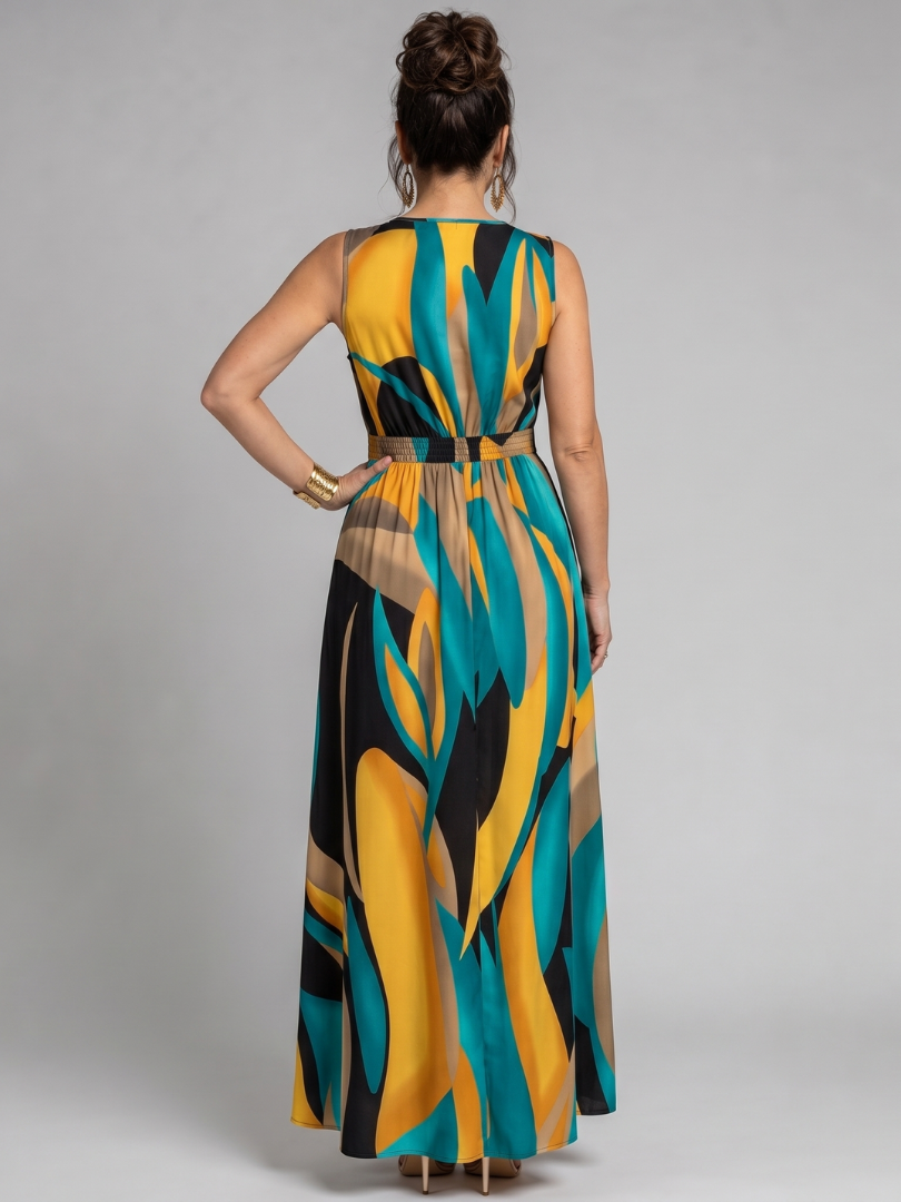 Merel | Grafisch bedrucktes Maxikleid