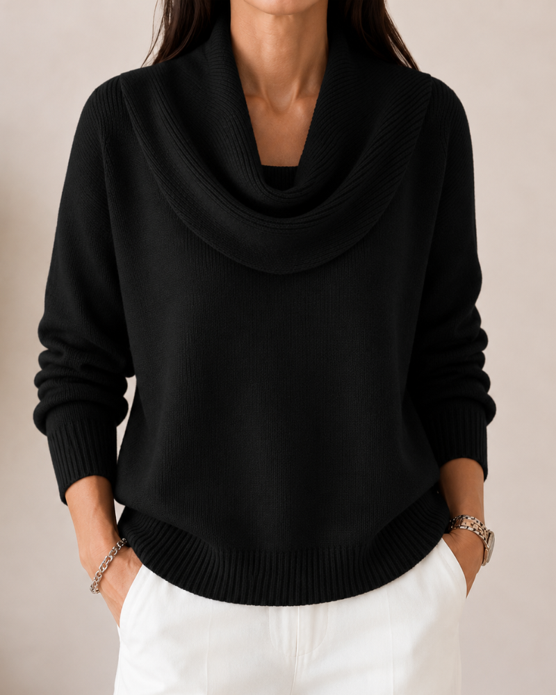 Katrien | Strickpullover mit Wasserfallausschnitt