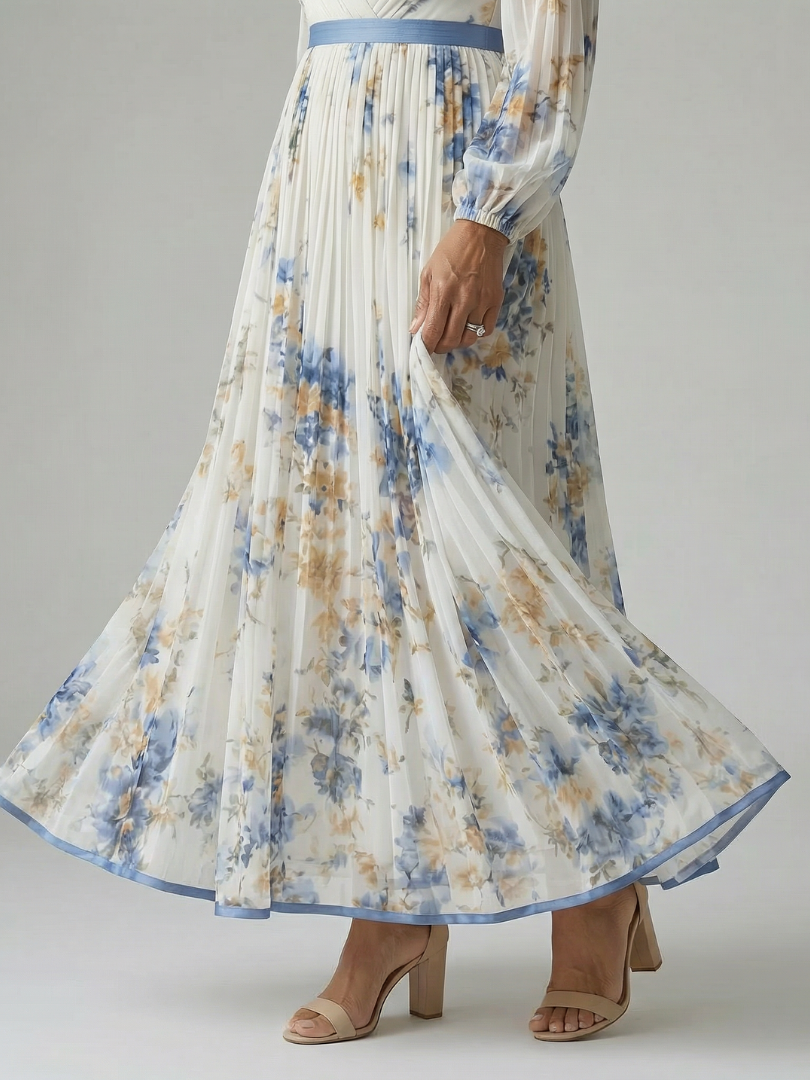 Sytske | Robe midi portefeuille plissée