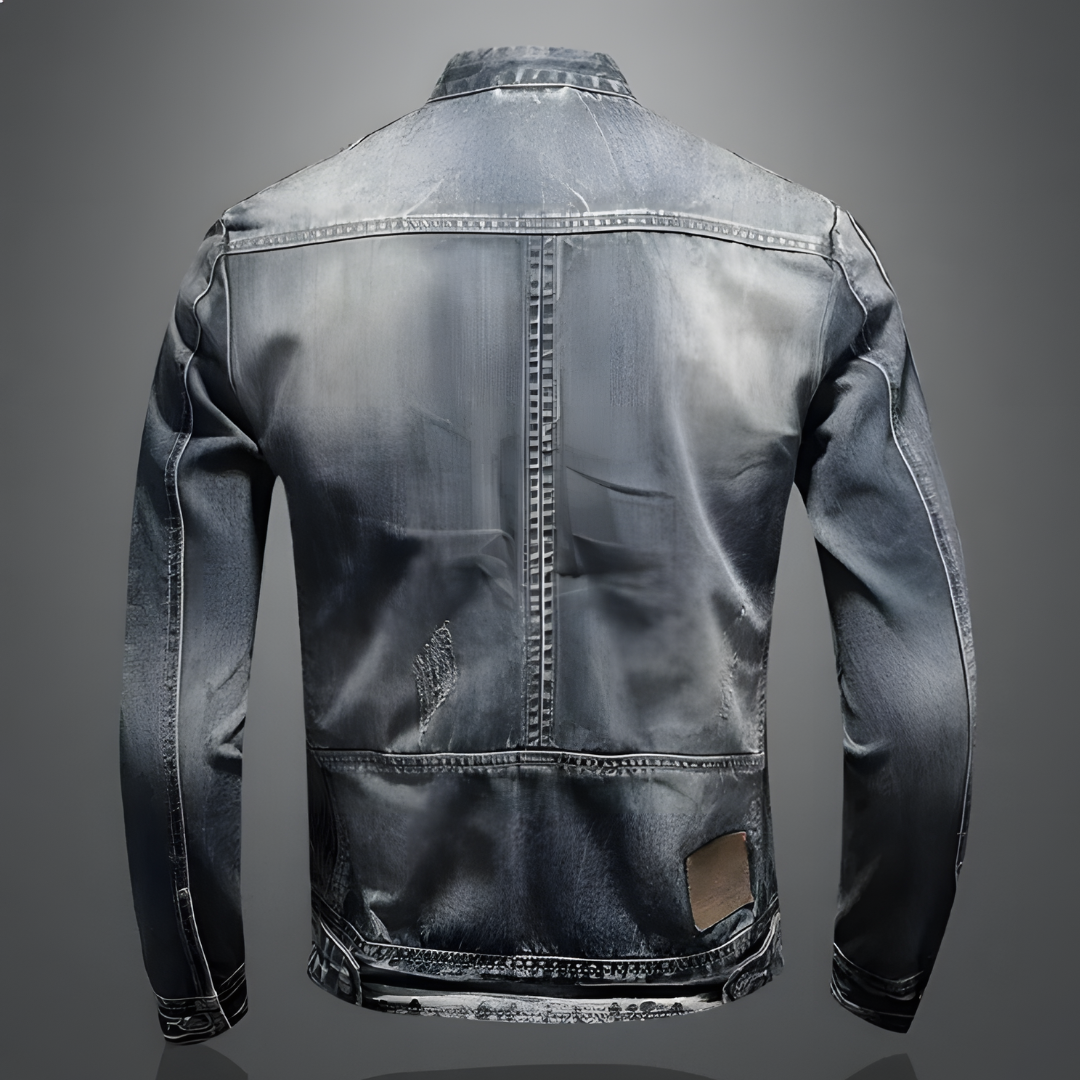 Geeske | Cazadora motera de denim lavado