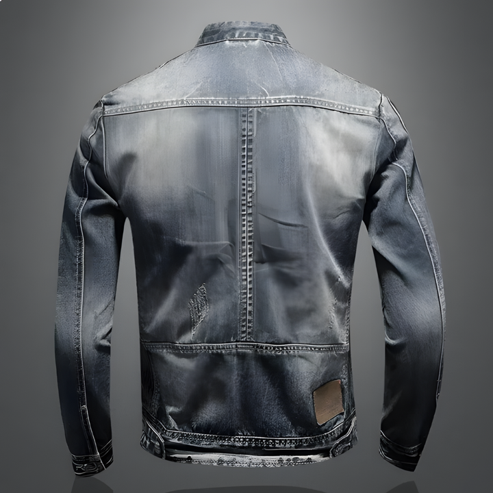 Geeske | Cazadora motera de denim lavado