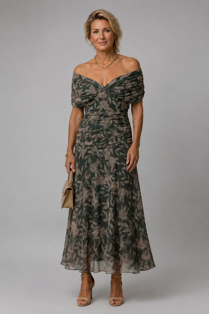 Neeltje | Robe midi fleurie drapée