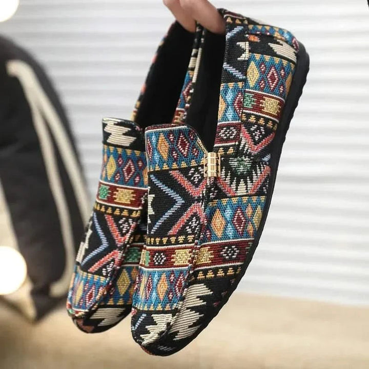 Loafers | Geometrisch patroon met goudkleurig detail