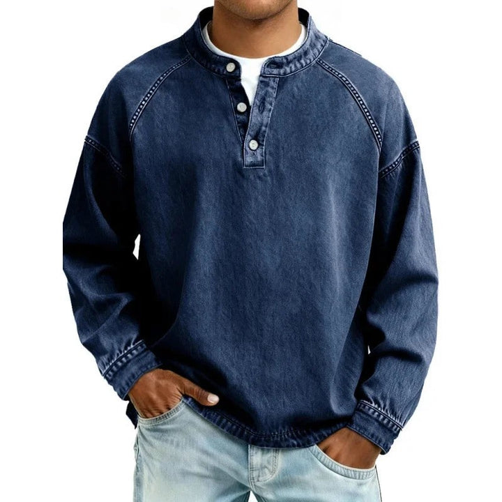 Mannen | Vintage Henley-trui met relaxte pasvorm
