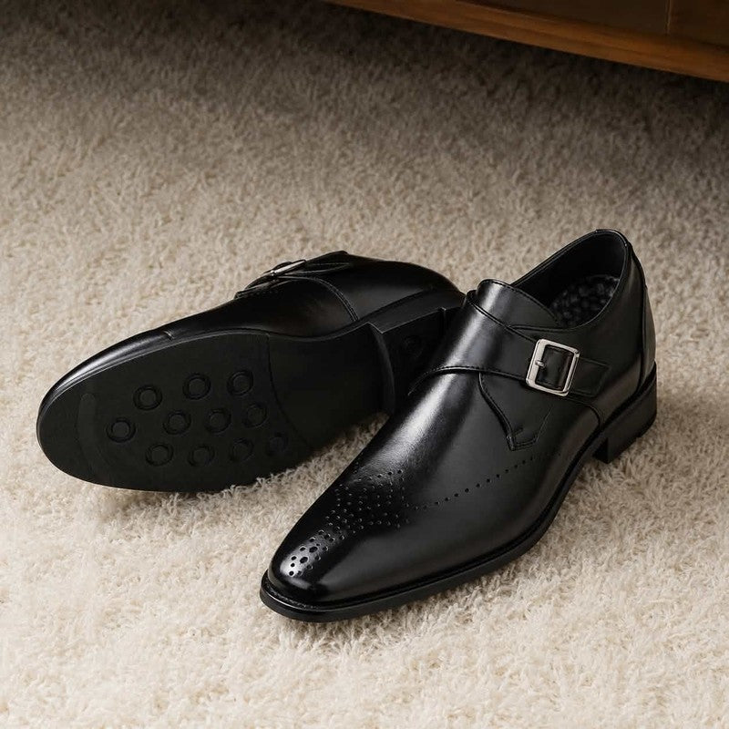 Julian | Enkelvoudige monkschoen met brogue-detailing