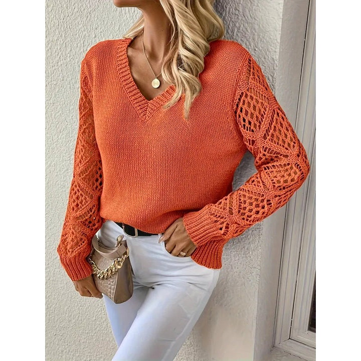 Anicette women's sweater | Sweater with openwork sleeves