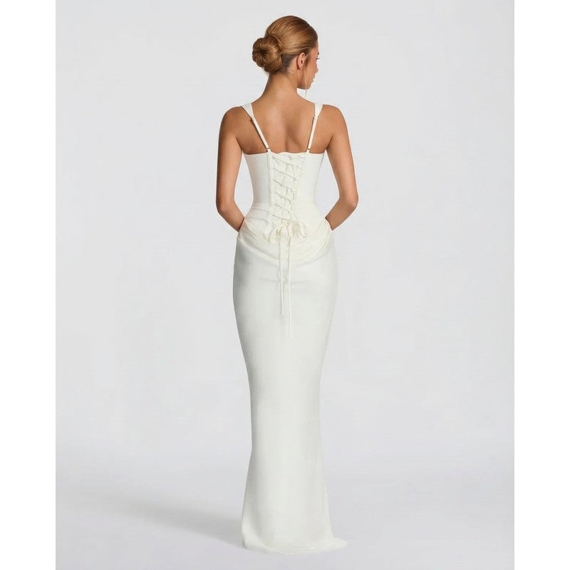Victoria | Getailleerde korsetjurklook maxi-jurk