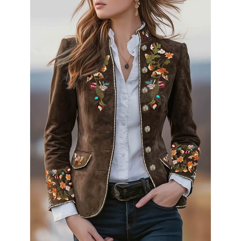 Sofia | Geborduurde blazer met stand-up kraag