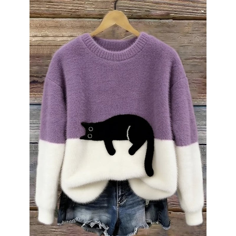 Lina | Pull ample à imprimé de chat