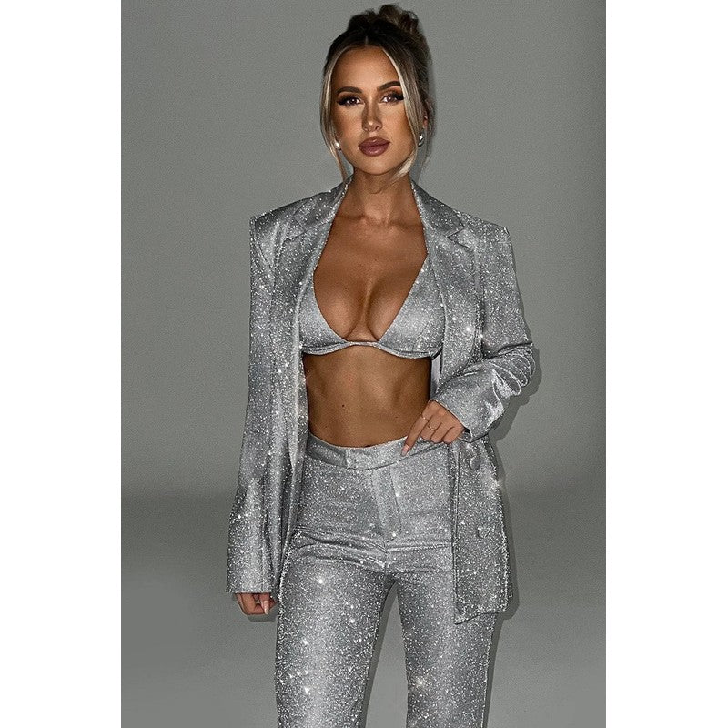 Jade | Glinsterend Drie-delig Set met Blazer en Broek