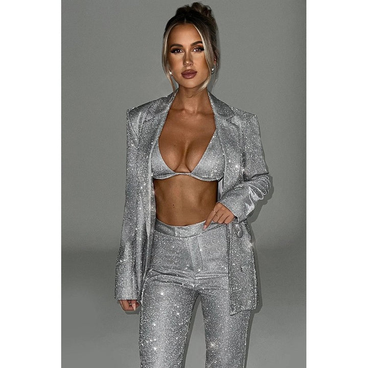 Jade | Glinsterend Drie-delig Set met Blazer en Broek