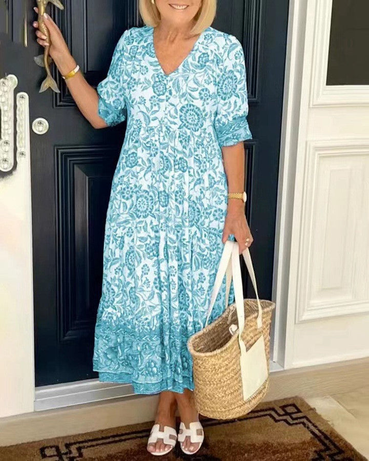 Sien | Robe midi fleurie à col en V
