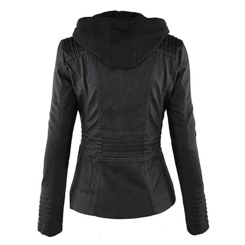 Monica | Veste en cuir matelassée à capuche