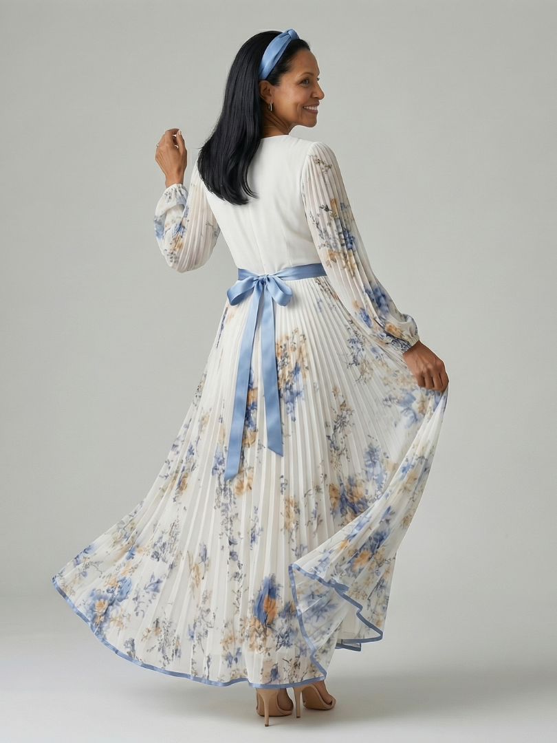 Sytske | Robe midi portefeuille plissée