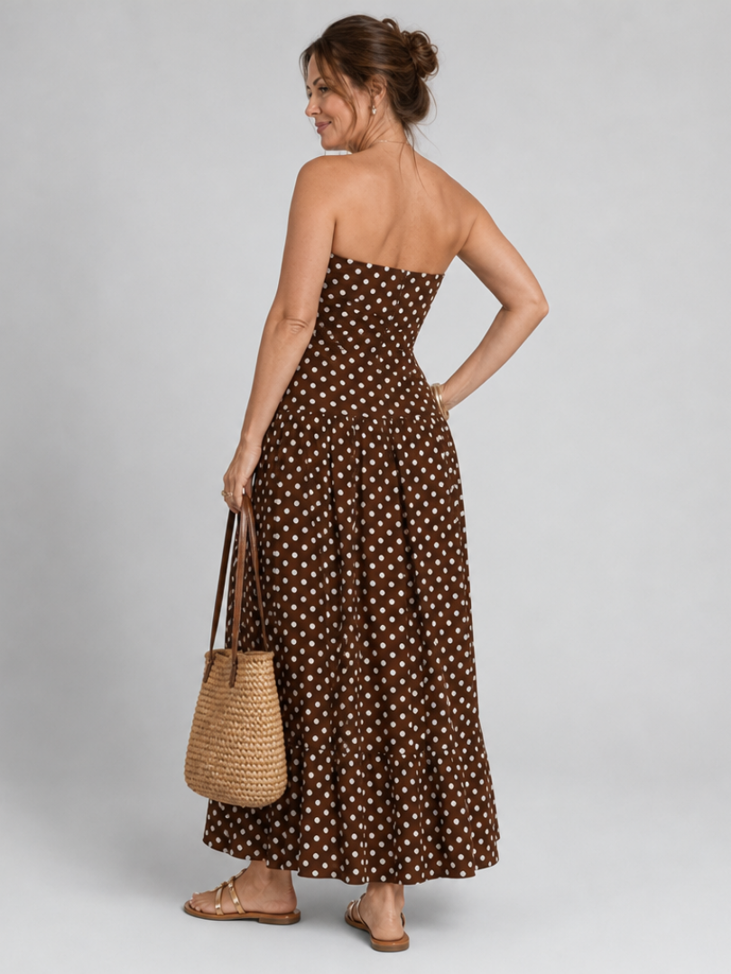 Eva | Robe midi bustier à pois