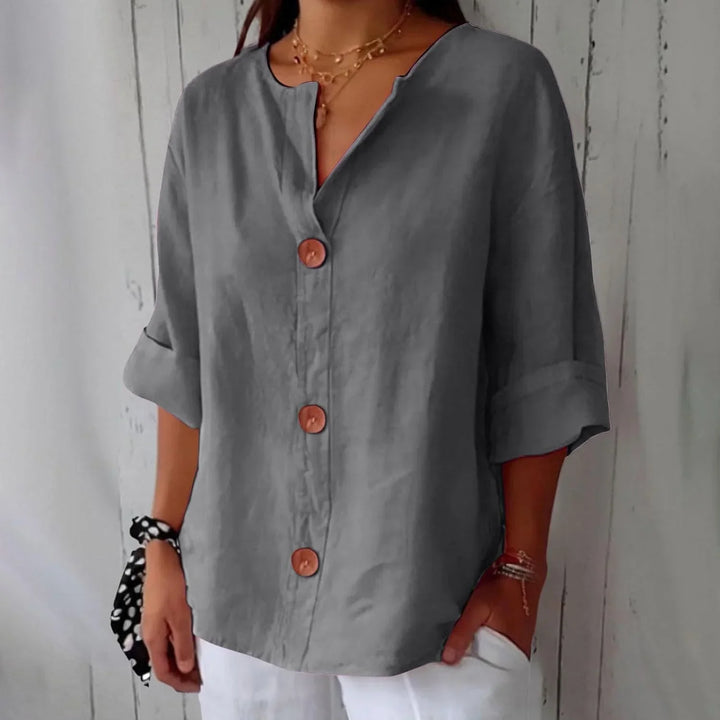 Rozemarijn | Blouse en lin boutonnée
