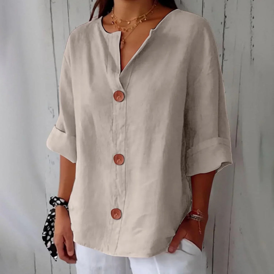 Rozemarijn | Blouse en lin boutonnée