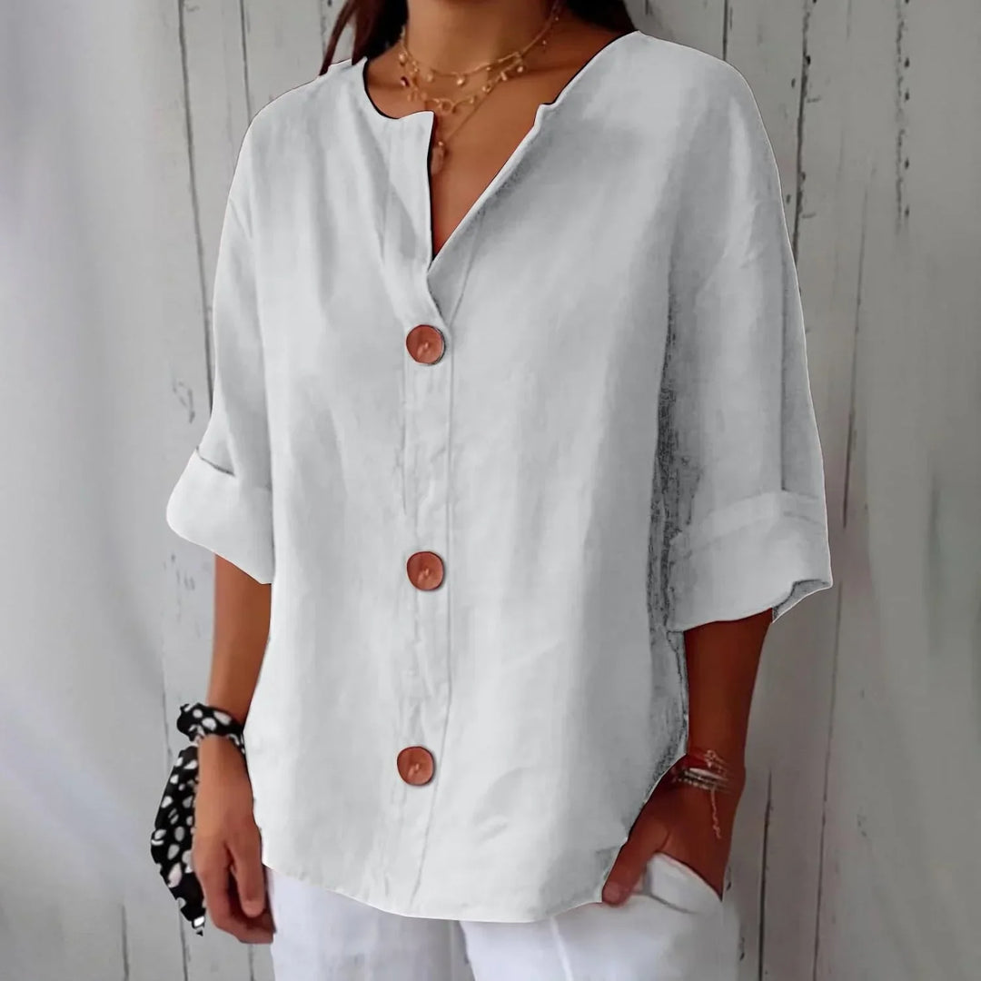 Rozemarijn | Blouse en lin boutonnée