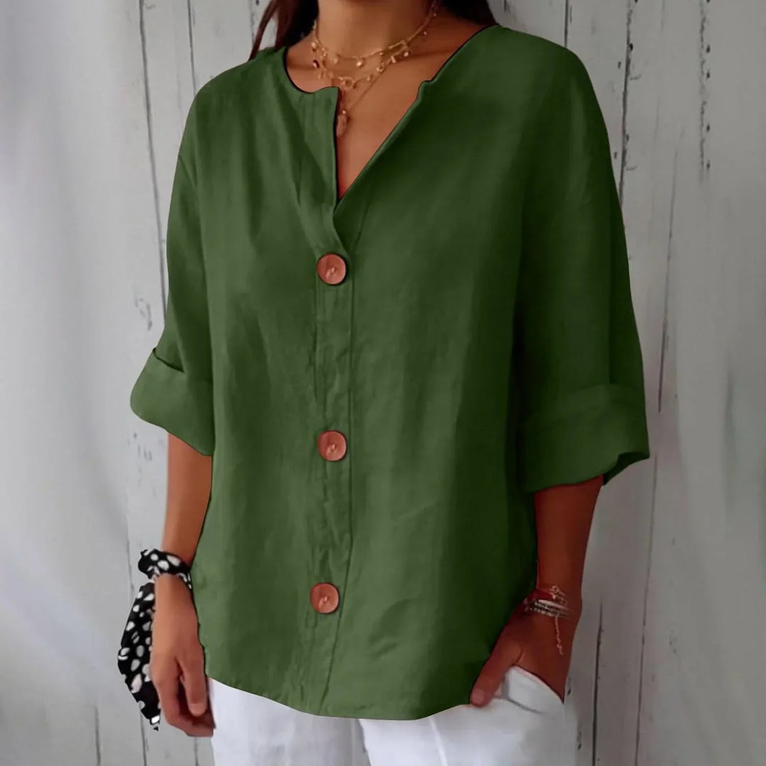 Rozemarijn | Blouse en lin boutonnée