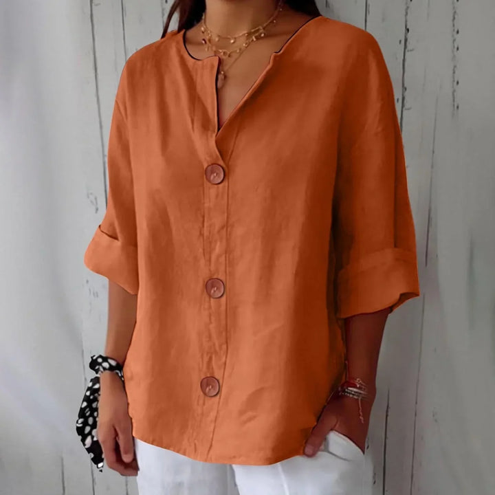 Rozemarijn | Blouse en lin boutonnée