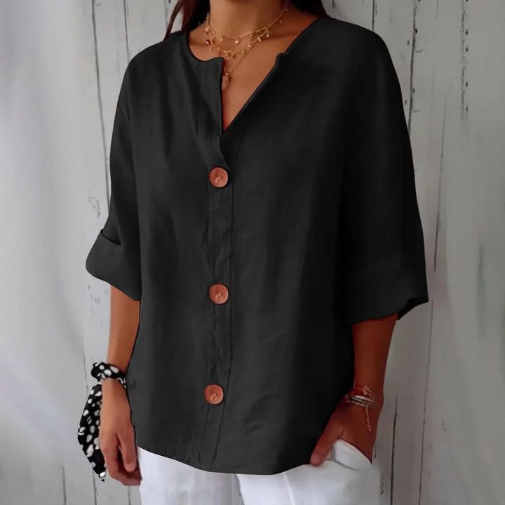 Rozemarijn | Blouse en lin boutonnée