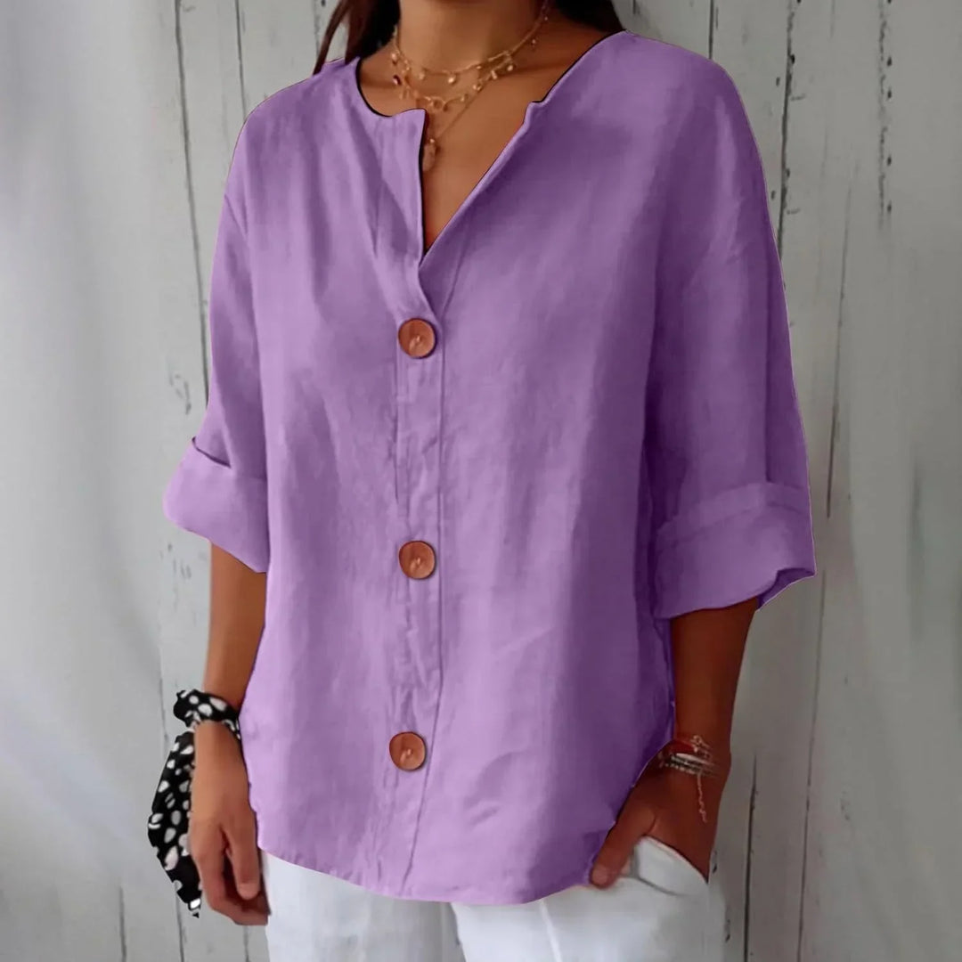 Rozemarijn | Blouse en lin boutonnée