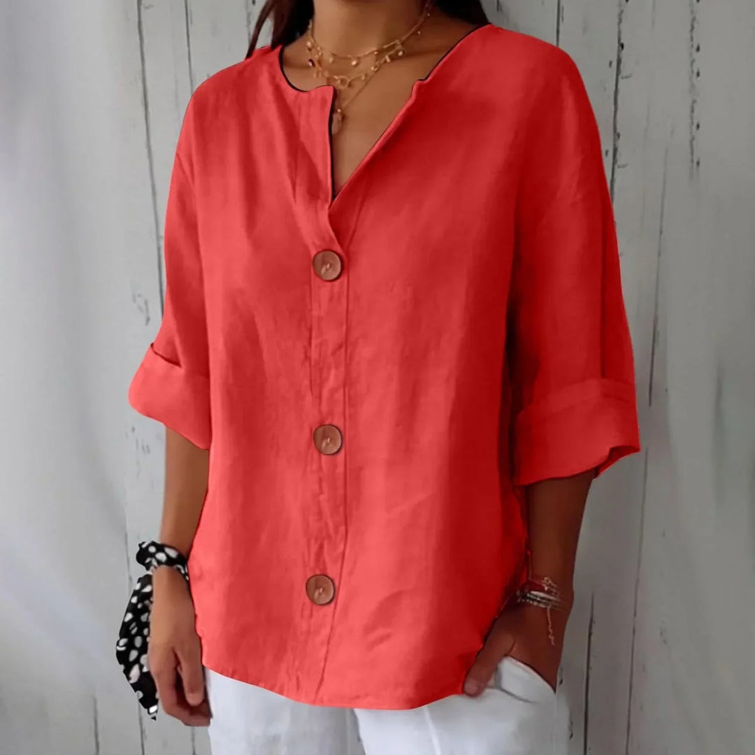 Rozemarijn | Blouse en lin boutonnée