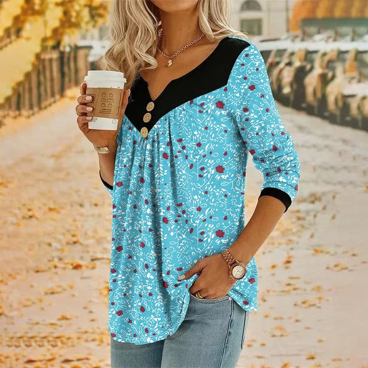 Mila | Vintage bloemenprint T-shirt met V-hals