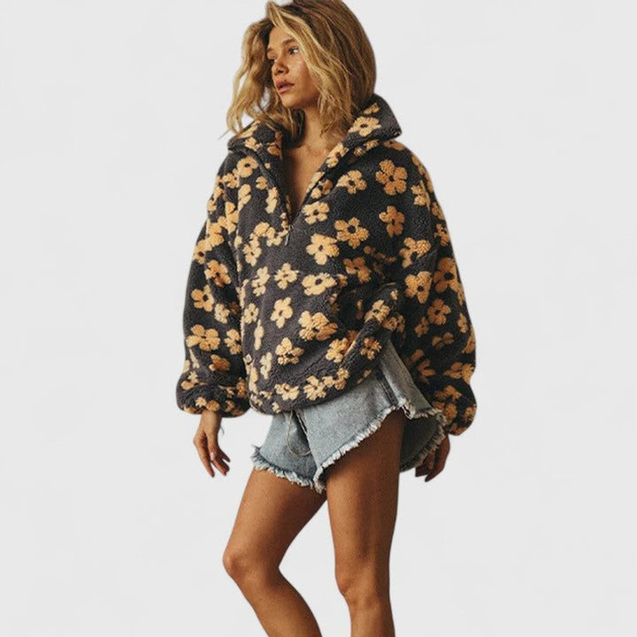 Delysanne | Pull à demi-fermeture éclair et imprimé floral