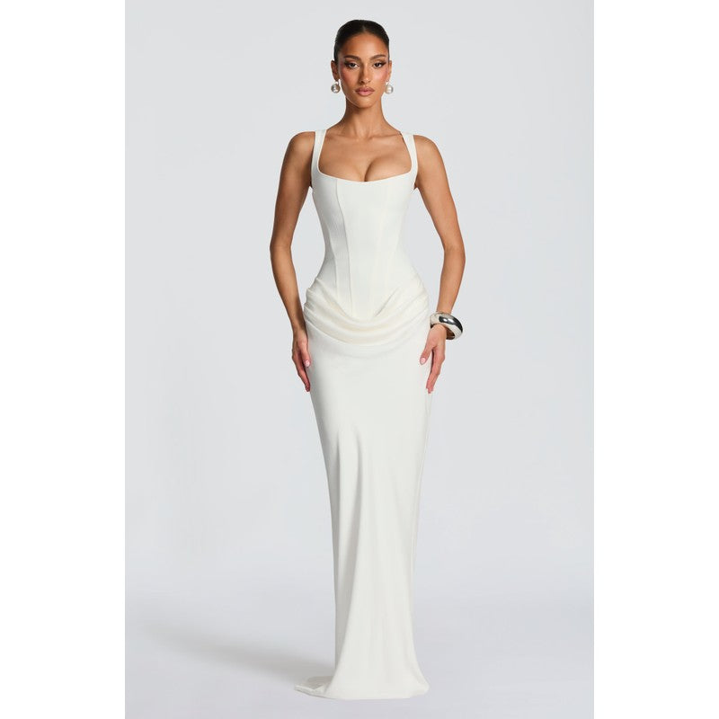 Dames Maxi Jurk | Vierkante hals met corset rug