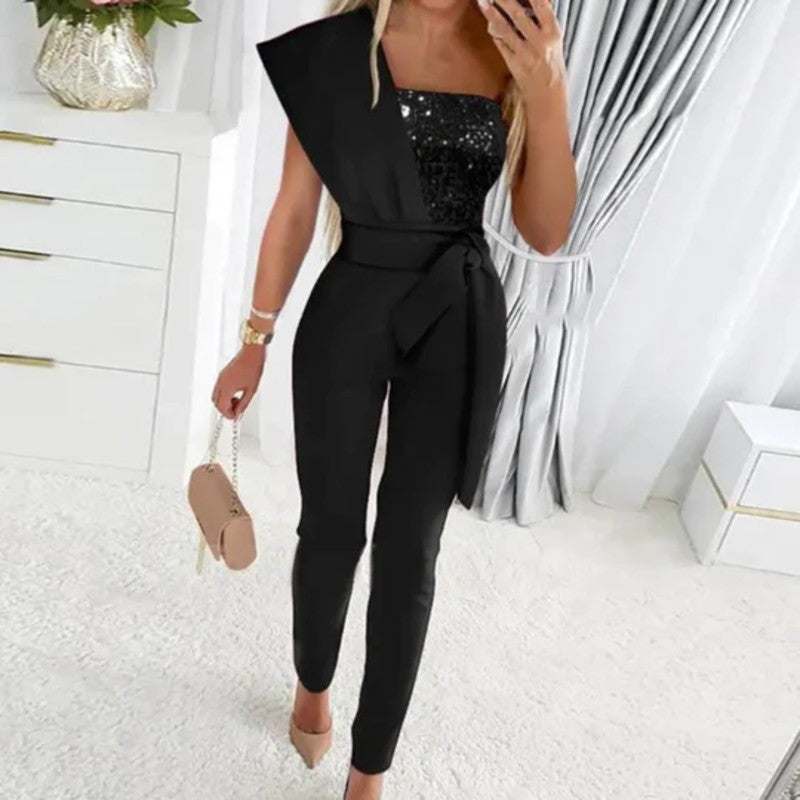 Sophie | Asymmetrischer Jumpsuit mit Glitzerdetails