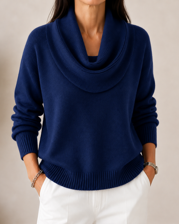 Katrien | Strickpullover mit Wasserfallausschnitt