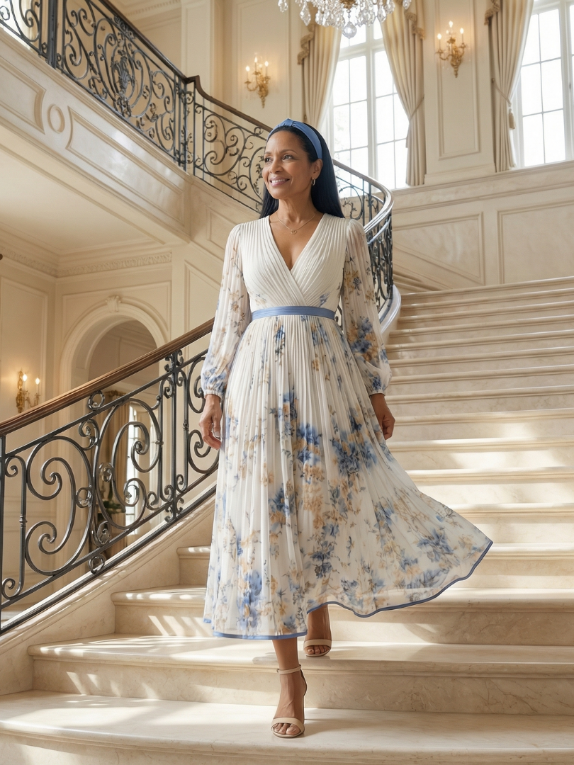 Sytske | Robe midi portefeuille plissée