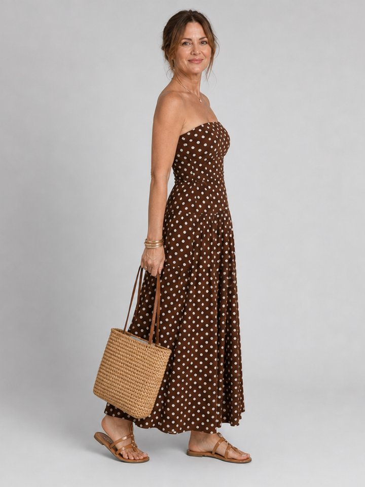 Eva | Robe midi bustier à pois