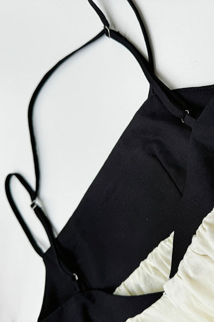Fien | Maxikleid aus Leinenmischung im Colorblock-Design
