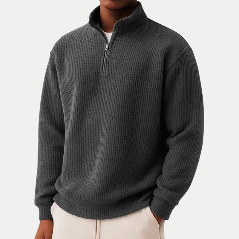 Porter | Gestreifter Pullover mit Viertelreißverschluss