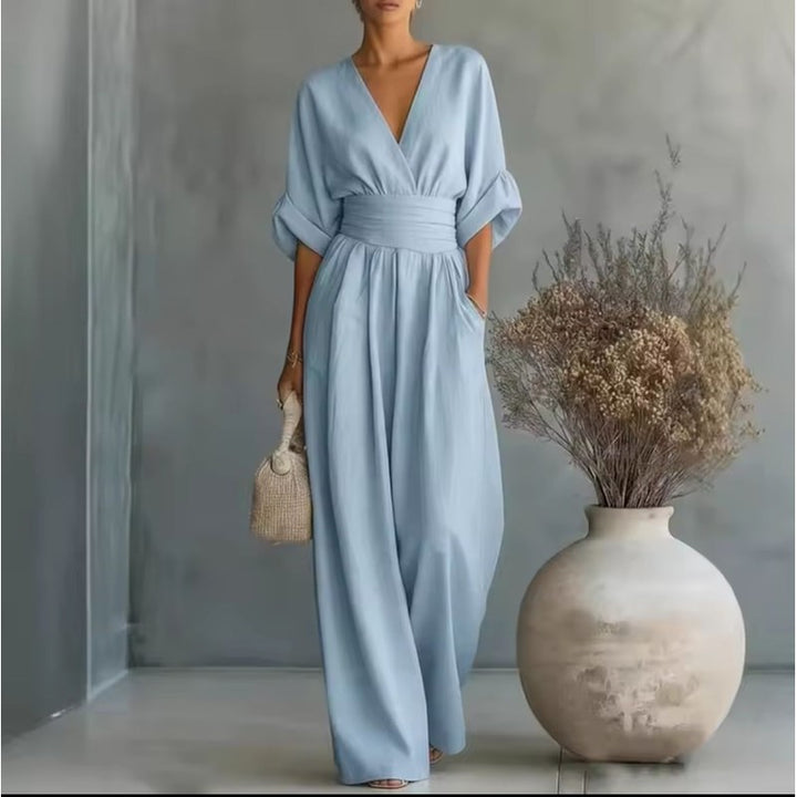 Risel | V-hals Jumpsuit met Obi-band