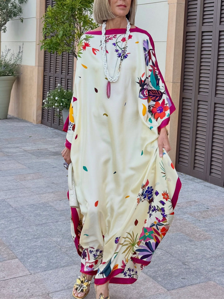 Jantine | Robe de cetim floral