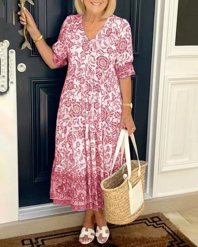 Sien | Robe midi fleurie à col en V
