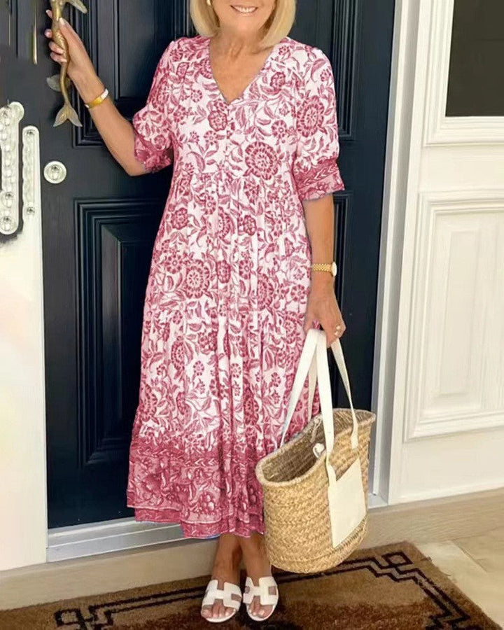 Sien | Robe midi fleurie à col en V