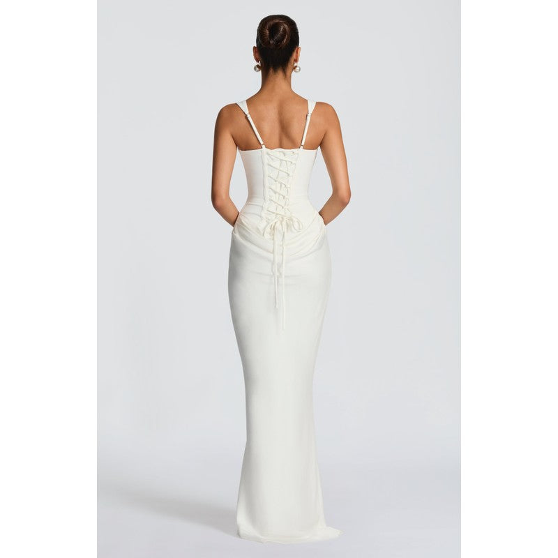 Dames Maxi Jurk | Vierkante hals met corset rug