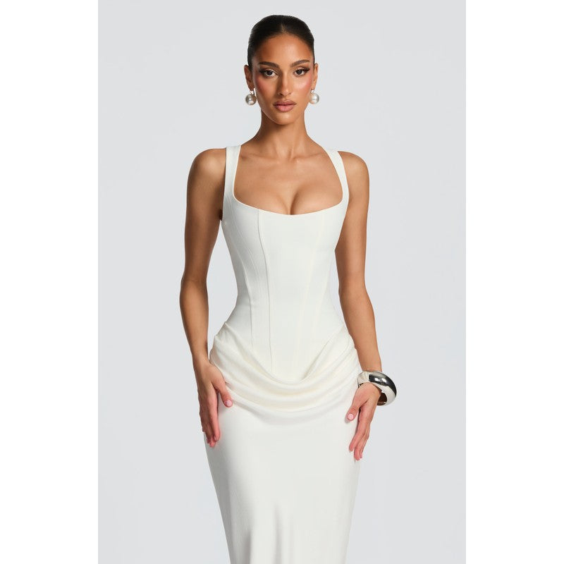 Dames Maxi Jurk | Vierkante hals met corset rug