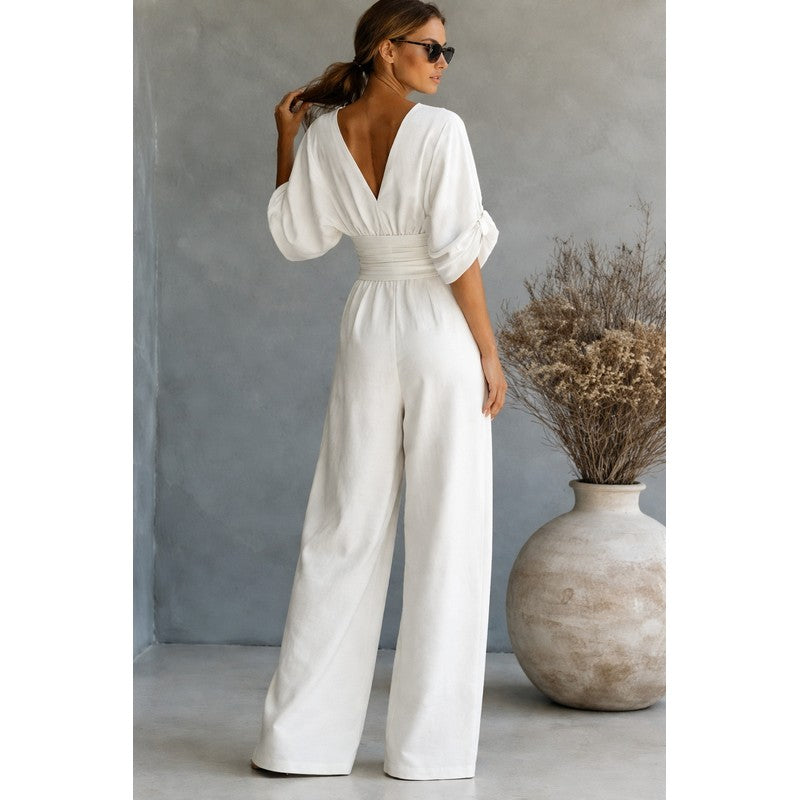 Risel | V-hals Jumpsuit met Obi-band