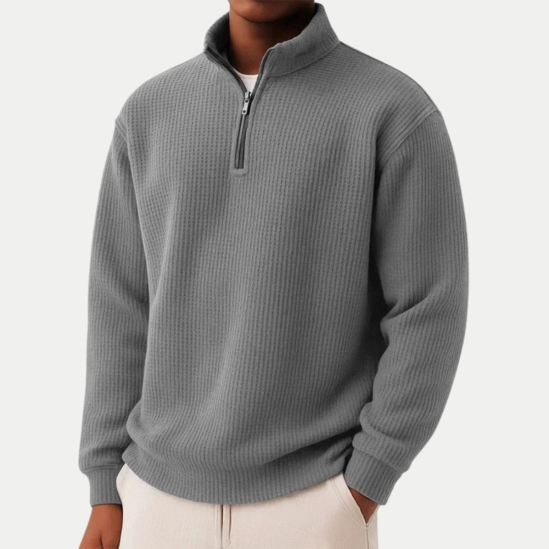 Porter | Gestreifter Pullover mit Viertelreißverschluss
