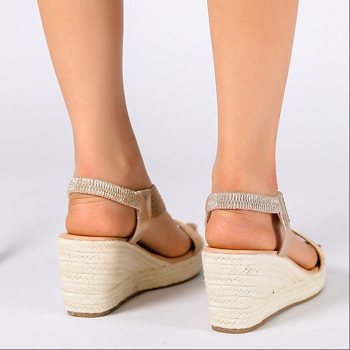 Nienke | Sandales tressées à talon compensé